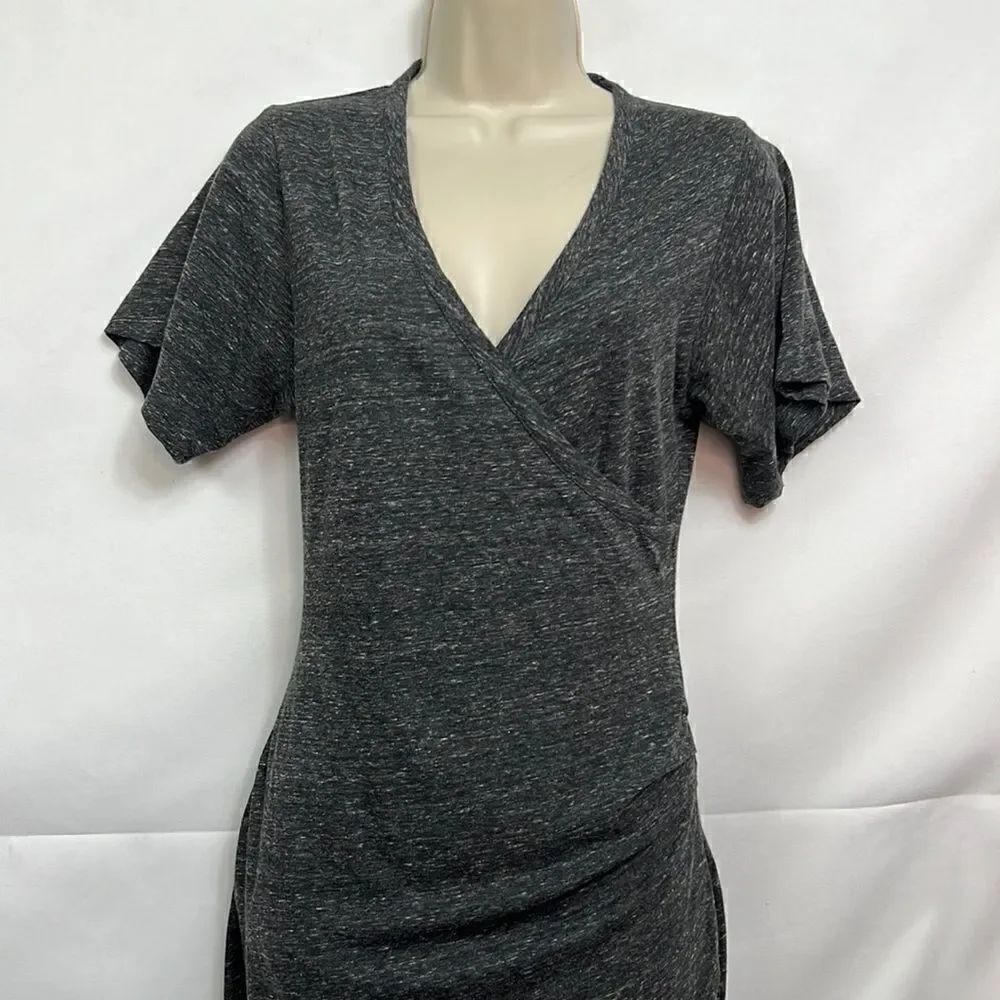 I.R.O. lemica Gray short sleeve ruched wrap dress size small EUC